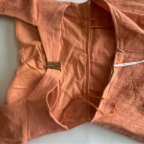 NWT Here Comes The Sun Puff Sleeve Apricot Mini Dress Size Small Summer Mini - Picture 3 of 6